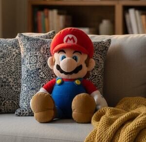 Nintendo Super Mario 20" Medium Plush Stuffed Toy Red Blue Official